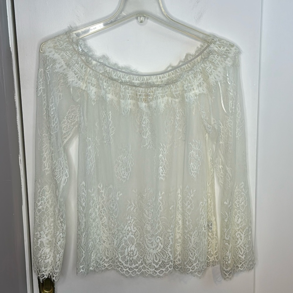 Rebellion SZ L, shear lace, w/ eyelet boat neck, , feminine, scalloped bottom